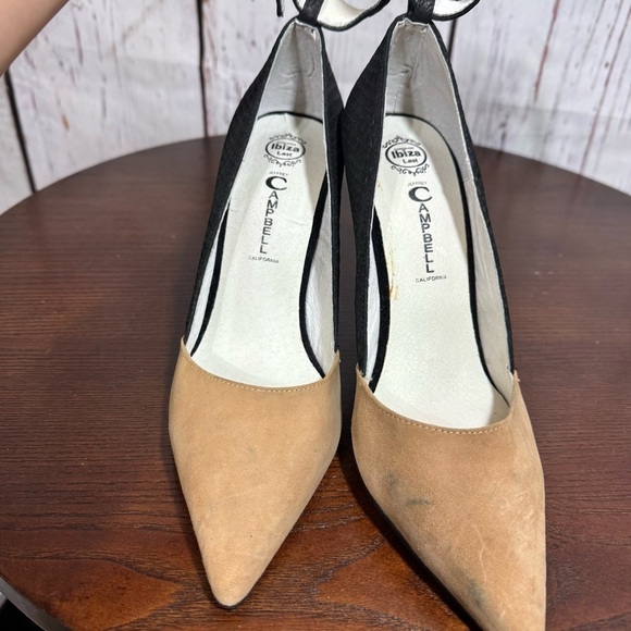 JEFFREY CAMPBELL DEAREST ankle wrap suede nude & black faux snakeskin Pumps 6.5 - Picture 5 of 14